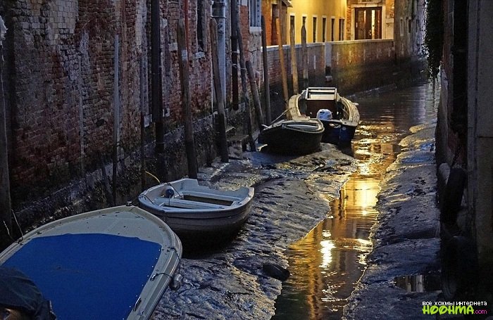 Из венеции ушла вода - знаменитые каналы остались без воды